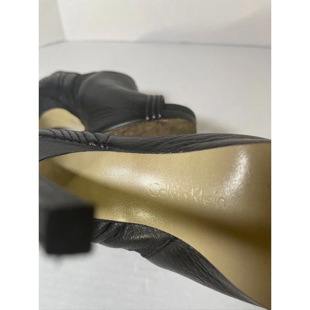 Ladies‎ Calvin Klein Black Leather Peek a boo Bootie Size 6M